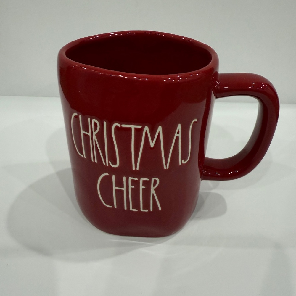 Rae Dunn CHRISTMAS CHEER Coffee Mug Artisan Collection Magenta Red Shiny 16 oz